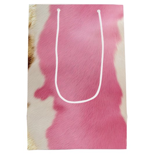 Western Roze Cream Gold Cowgirl Koeienhuid Medium Cadeauzakje (Achterkant)