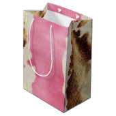 Western Roze Cream Gold Cowgirl Koeienhuid Medium Cadeauzakje (Achterkant Gekanteld)