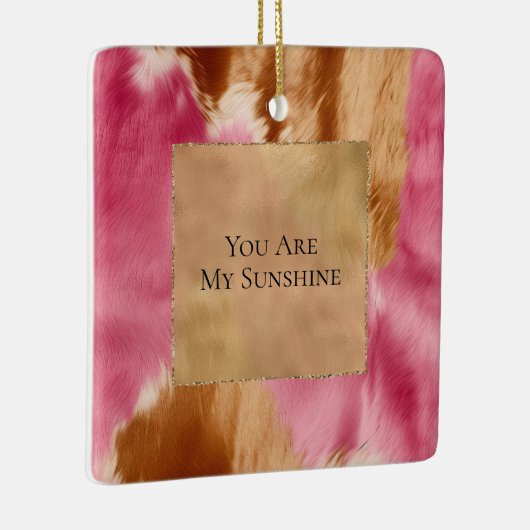 Western Roze Cream Goud Bruin Cowgirl Koeienhuid Keramisch Ornament (Rechts)