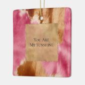 Western Roze Cream Goud Bruin Cowgirl Koeienhuid Keramisch Ornament (Links)