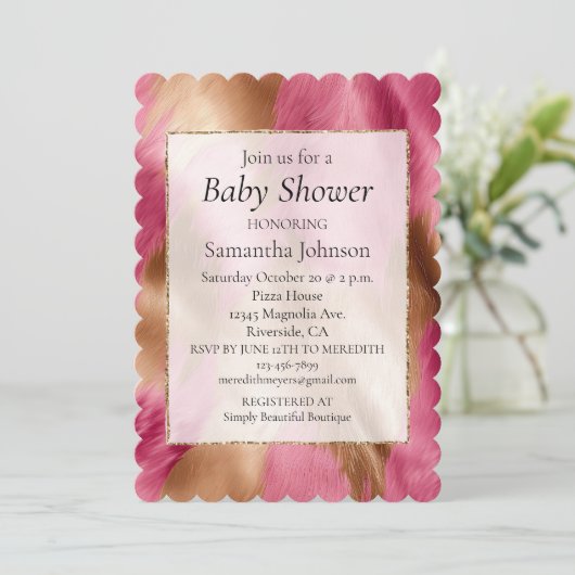 Western roze Glam Gold Cowgirl Koeienhuid Kaart (Staand voorkant)