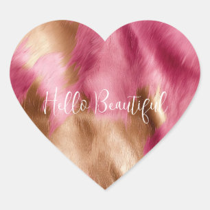 Western roze goud bruin cowgirl Koeienhuid Hart Sticker