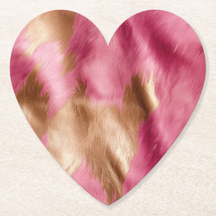 Western roze goud bruin cowgirl Koeienhuid Kartonnen Onderzetters