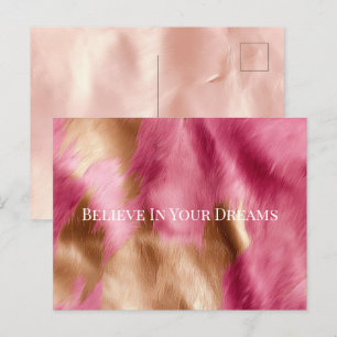 Western roze gouden cowgirl Koeienhuid Briefkaart