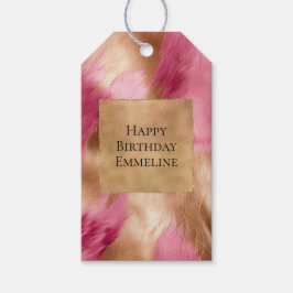 Western roze gouden cowgirl Koeienhuid Cadeaulabel