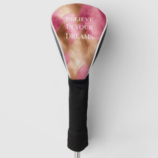 Western roze gouden cowgirl Koeienhuid Golfheadcover (Voorkant)