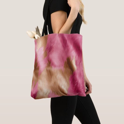 Western roze gouden cowgirl Koeienhuid Tote Bag (Dichtbij)