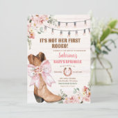 Western Roze Niet Haar Eerste Rodeo Baby Sprinkle Kaart (Staand voorkant)