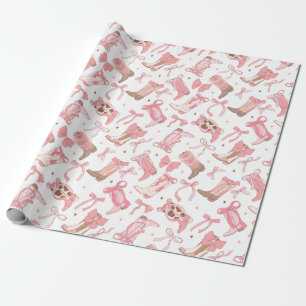Western Roze Rodeo Laarzen met Strikken Bruidsdouc Cadeaupapier