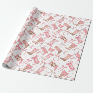 Western Roze Rodeo Laarzen met Strikken Bruidsdouc Cadeaupapier