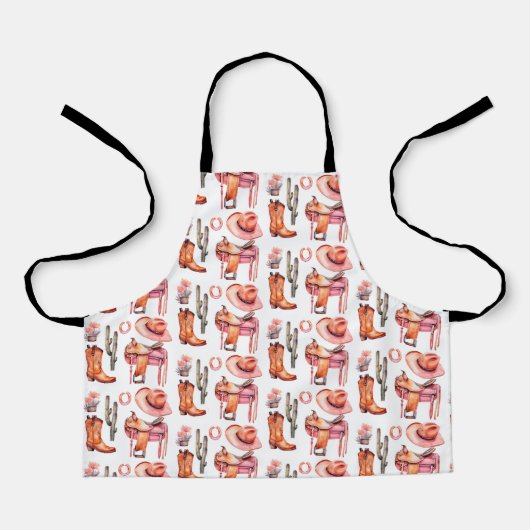 Western roze sinaasappel cowgirl schort (Voorkant)