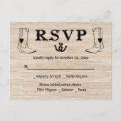 Western RSVP Country Wedding Cowboy Boots Hout Uitnodiging Briefkaart (Voorkant)