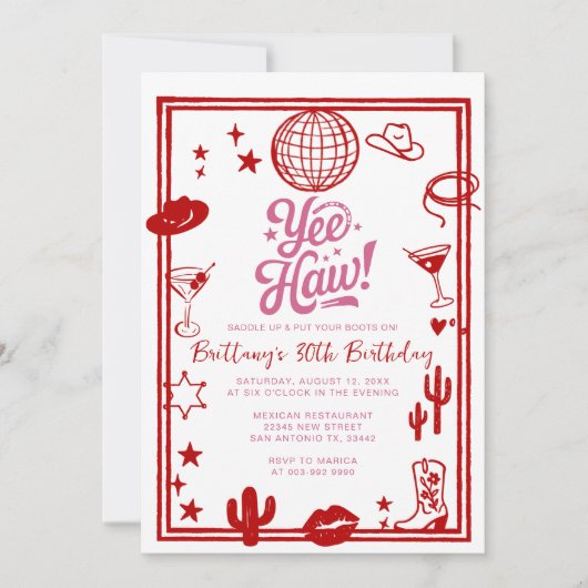 Western Rustic 30th, 40th Cowgirl Birthday  Kaart (Voorkant)