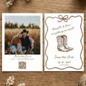 Western Rustic boho photo QR Code Save the Date  I Kaart