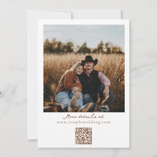 Western Rustic boho photo QR Code Save the Date  I Kaart (Achterkant)
