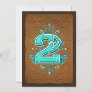 Western Rustic Brown & Turquoise TWEE 2 2de Feestj Kaart