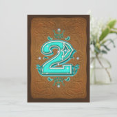 Western Rustic Brown & Turquoise TWEE 2 2e Feestje Kaart (Staand voorkant)