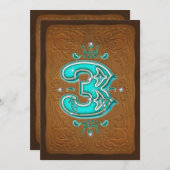 Western Rustic Bruin & Turquoise DRIE 3 3e partij Kaart (Voorkant / Achterkant)