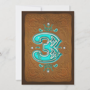 Western Rustic Bruin & Turquoise DRIE 3 3e partij Kaart
