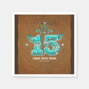 Western Rustic Bruine Leer Look & Diamanten 15 Servet