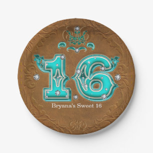 Western Rustic Bruine Leeroptiek & Diamanten 16 Papieren Bordje