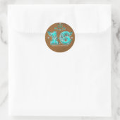 Western Rustic Bruine Nep Leer Nummer 16 Ronde Sticker (Tas)
