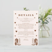 Western Rustic Casual Wedding Country Details Informatiekaartje (Staand voorkant)