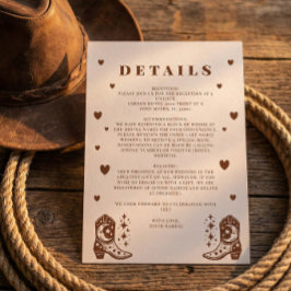 Western Rustic Casual Wedding Country Details Informatiekaartje