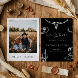Western Rustic Country cowboy Photo Save The Date Kaart
