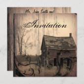  Western Rustic Country Wedding Invitation Kaart (Voorkant / Achterkant)