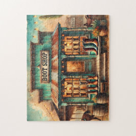 Western Rustic Cowboy Boot Shop Desert Storefront Legpuzzel