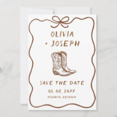 Western Rustic Cowboy Laarzen Foto Save the Date Kaart (Voorkant)