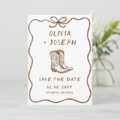 Western Rustic Cowboy Laarzen Foto Save the Date Kaart (Staand voorkant)