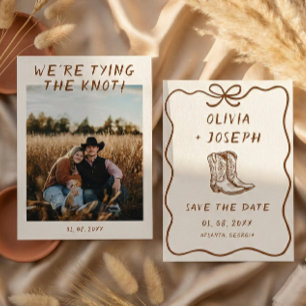 Western Rustic Cowboy Laarzen Foto Save the Date Kaart