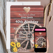 Western Rustic Cowgirl Boots Hat Sunflower 40th Kaart