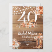 Western Rustic Dried Flower Hat Boots Birthday Kaart (Voorkant)