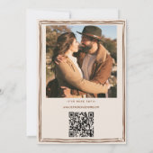 Western Rustic Hand Drawn Photo QR Code Wedding Kaart (Achterkant)
