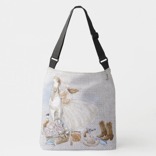 *~* Western Rustic Horse Woman Floral Pistool Pet Crossbody Tas (Voorkant)