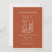 Western Rustic Modern Cowboy Boots Photo  Save The Date (Voorkant)