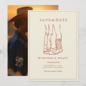Western Rustic Modern Photo Save the Date (Voorkant / Achterkant)