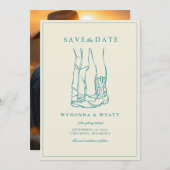Western Rustic Modern Photo Save the Date (Voorkant / Achterkant)