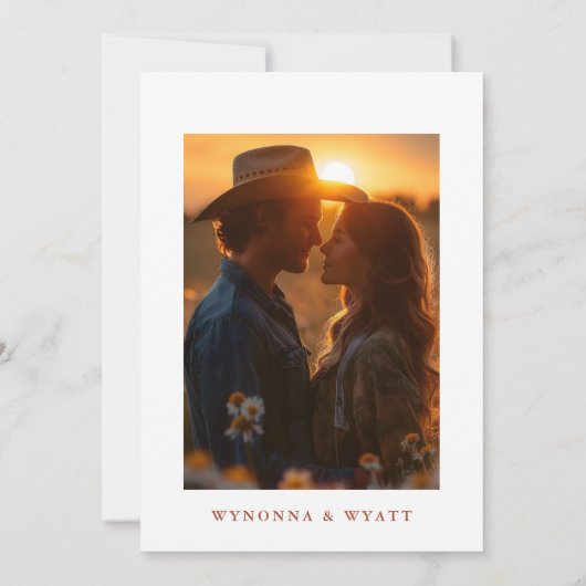 Western Rustic Modern Photo Save the Date (Achterkant)