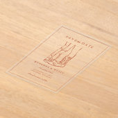 Western Rustic Modern Photo Save the Date Acryl Uitnodigingen (Laagn)