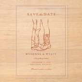 Western Rustic Modern Photo Save the Date Acryl Uitnodigingen (Voorkant)