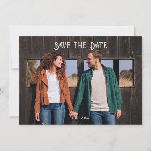 Western Rustic Photo Wedding Save The Date (Voorkant)