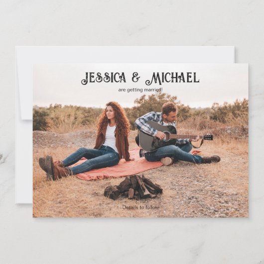 Western Rustic Photo Wedding Save The Date (Achterkant)