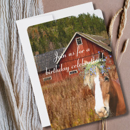 Western Rustic Sunflower Horse Country Birthday In Kaart