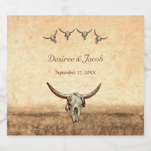 Western Rustic Wedding Country Bull Koe Skull Bier Etiket (Enkel label)