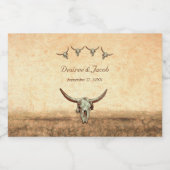 Western Rustic Wedding Country Bull Koe Skull Likeurfles Etiket (Enkel label)