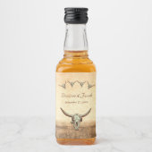 Western Rustic Wedding Country Bull Koe Skull Likeurfles Etiket (Voorkant)